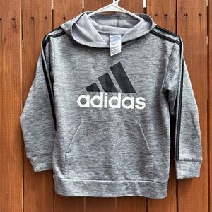 Adidas Kids Gray Hoodie with Black Stripes